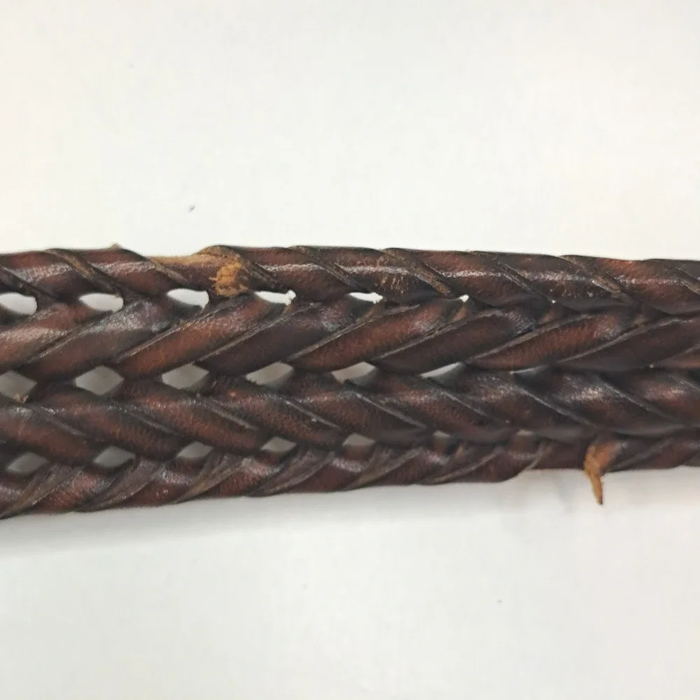 Roundtree & Yorke Mens Braided Brown Genuine Leather Belt Size 52 MB5053B 200